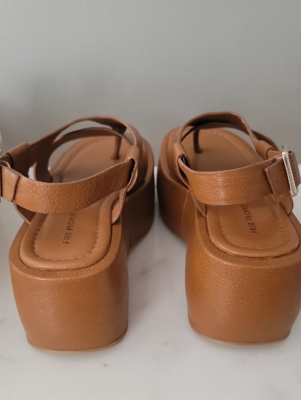 Free People Brown Leather Platform Thong Sandals - Picture 8 of 10